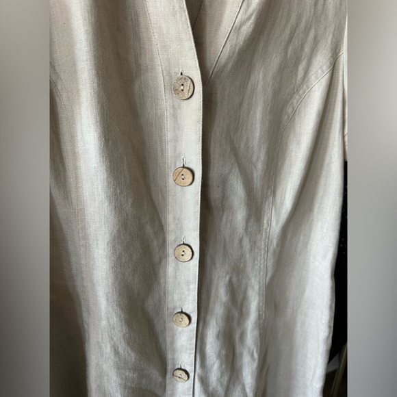 Chico's Khaki Linen Button Down Shirt Dress - Picture 8 of 11